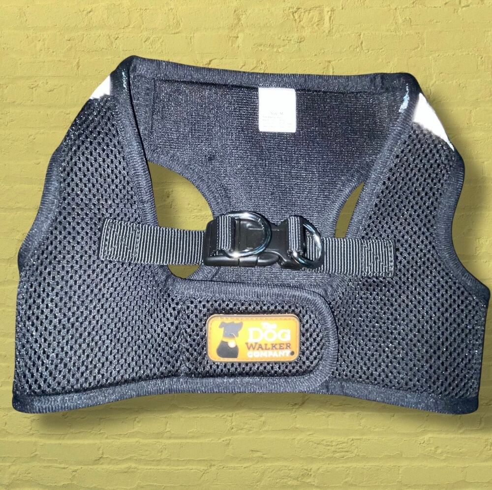 Dog Walker Company Pup Harness Medium Black Mesh No Pull Reflective Breathable